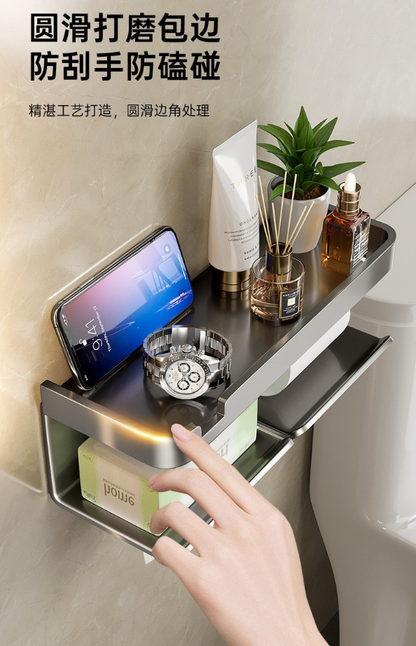 Toilet paper box, toilet tissue box storage rack, tissue paper roll tube placement box, bathroom storage without drilling