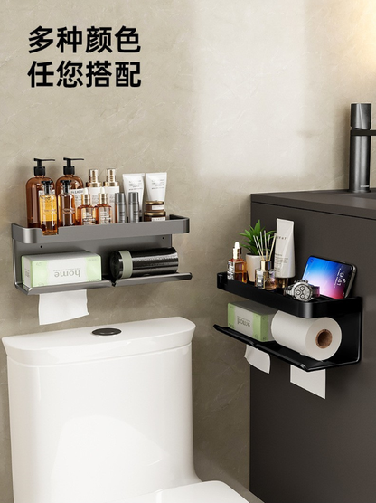 Toilet paper box, toilet tissue box storage rack, tissue paper roll tube placement box, bathroom storage without drilling