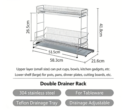 304 stainless steel wire tableware drain, kitchen tableware storage rack, chopstick bowl storage and drainage bracket - Image