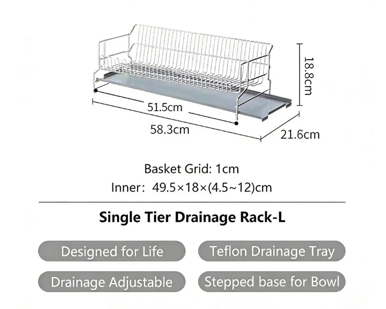 304 stainless steel wire tableware drain, kitchen tableware storage rack, chopstick bowl storage and drainage bracket - Image