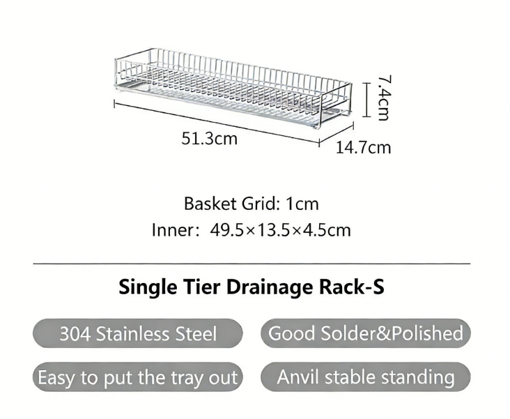 304 stainless steel wire tableware drain, kitchen tableware storage rack, chopstick bowl storage and drainage bracket - Image