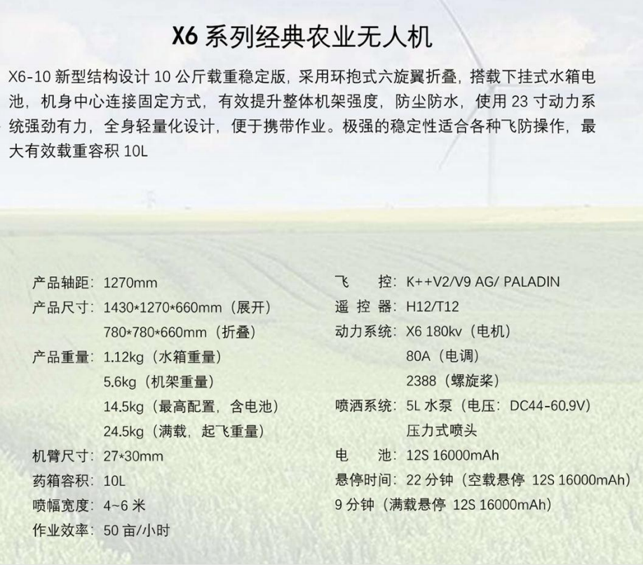 The X6 series of classic agricultural drones