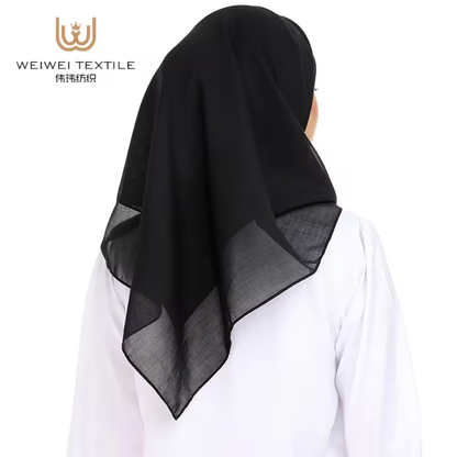 115*115 cm High-quality Bawar cotton tulle headscarf - breathable solid color square scarf, suitable for Muslim women - Malaysia and Indonesia
