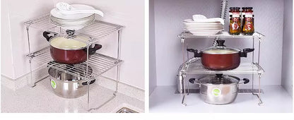 Lower sink storage rack 304 stainless steel cabinet separation storage rack cabinet pot rack freezer multi-layer storage