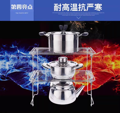 Lower sink storage rack 304 stainless steel cabinet separation storage rack cabinet pot rack freezer multi-layer storage