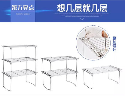 Lower sink storage rack 304 stainless steel cabinet separation storage rack cabinet pot rack freezer multi-layer storage