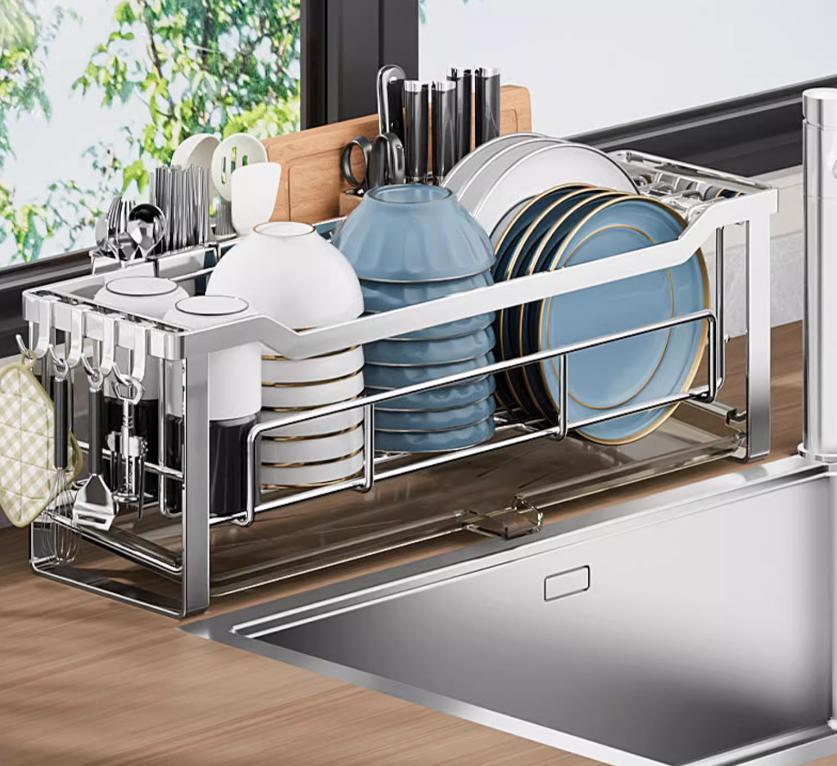 Kitchen bowl and plate draining rack, multi-functional sink bowl and plate rack, narrow bowl rack, countertop storage rack fo