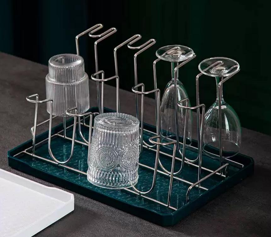 Glass cup rack, home 8-cup rack, living room upside-down 12-cup rack, draining and storage, metal juice cup rack, stainless s