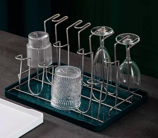 Glass cup rack, home 8-cup rack, living room upside-down 12-cup rack, draining and storage, metal juice cup rack, stainless s
