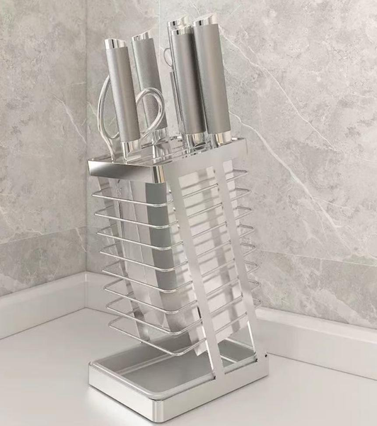 Kitchen knife rack - 304 stainless steel kitchen storage rack - Home draining countertop - Storage shelf - Image 1