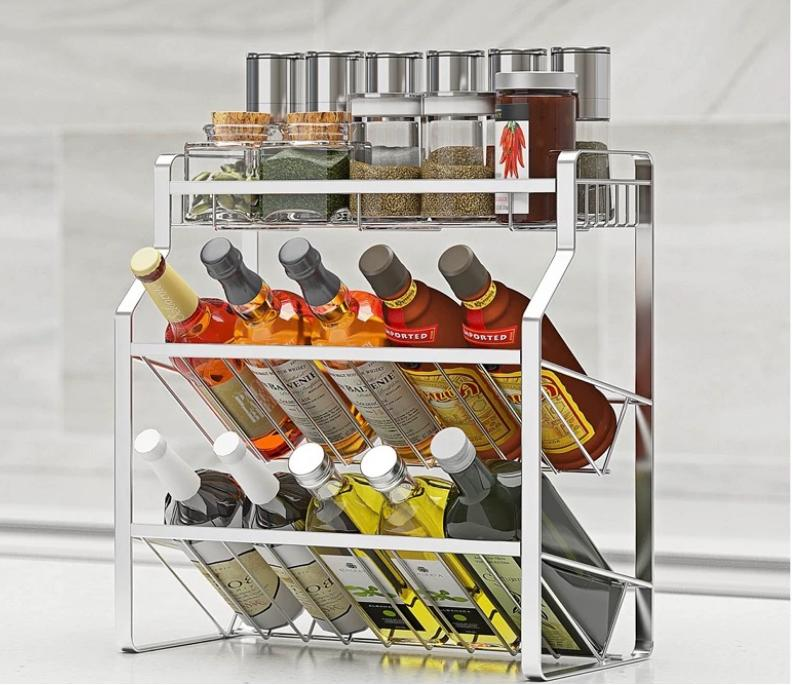 304 stainless steel kitchen condiment storage rack, storing soy sauce bottles, condiment jars, condiment rack countertop - Im