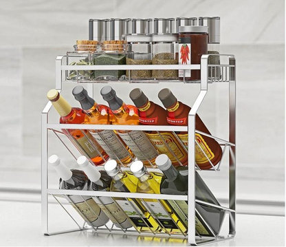 304 stainless steel kitchen condiment storage rack, storing soy sauce bottles, condiment jars, condiment rack countertop - Im
