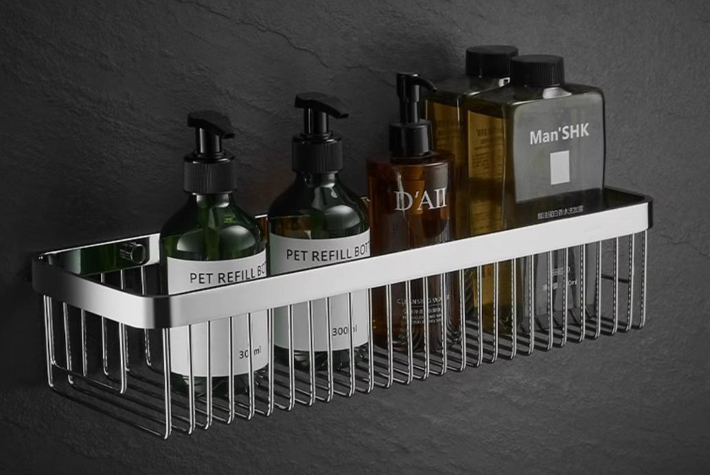 304 stainless steel bathroom storage rack rectangular wall mounted storage mesh basket bathroom shower room washbasin corner rack