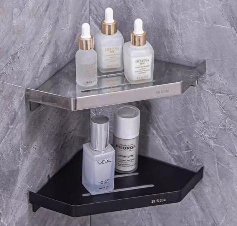 304 stainless steel triangular storage rack, bathroom without drilling, shower room, bathroom, kitchen, corner and corner bathroom rack