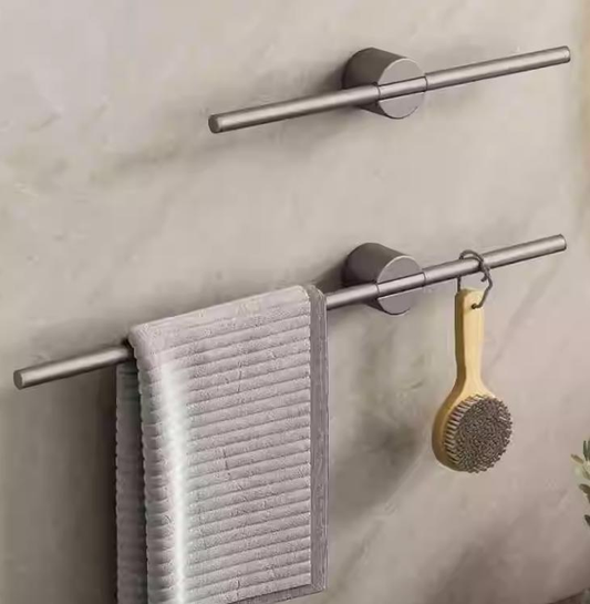 No-drill bathroom towel rack, minimalist and luxurious single bar, washbasin towel bar, trendy gunmetal gray