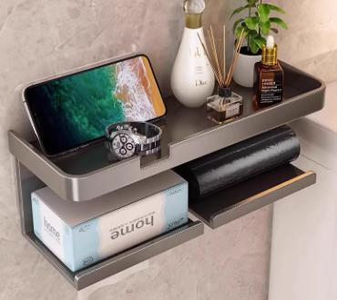 Toilet paper box, toilet tissue box storage rack, tissue paper roll tube placement box, bathroom storage without drilling