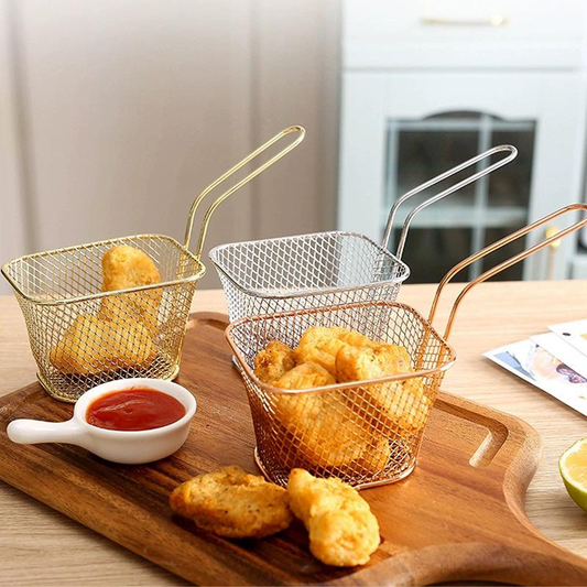 French fries frying basket, mini square filter screen oil sieve food basket, multi-functional snack storage basket