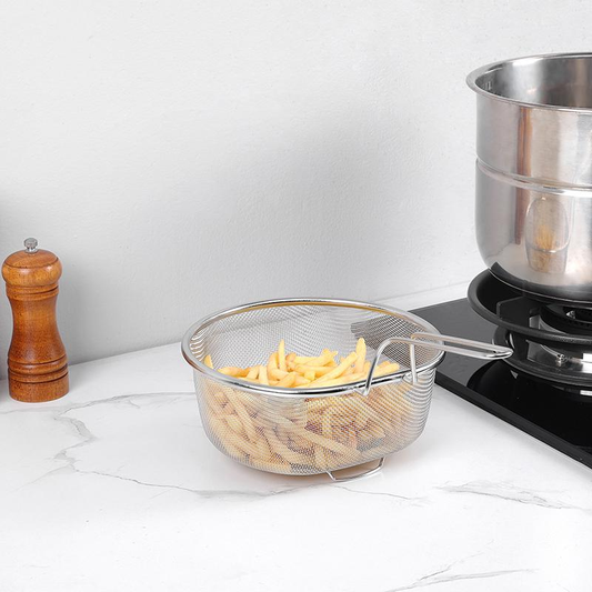 Stainless steel drain basket, strainer, draining basket, household kitchen noodle ladle, noodle cooking, frying strainer, hot pot strainer