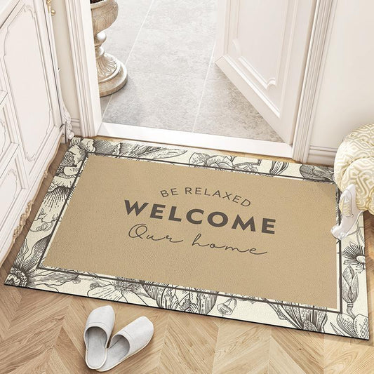 French-style floral ultra-thin scratch-resistant entrance mat, anti-slip and wear-resistant floor mat for the entrance hall, artistic home entrance mat