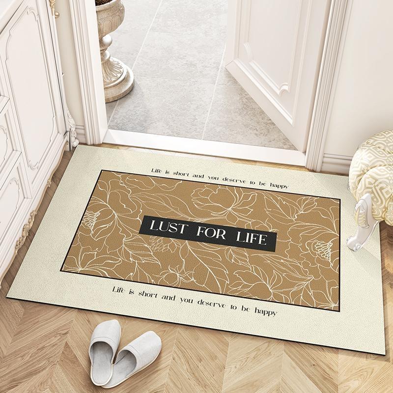 French-style floral ultra-thin scratch-resistant entrance mat, anti-slip and wear-resistant floor mat for the entrance hall, artistic home entrance mat