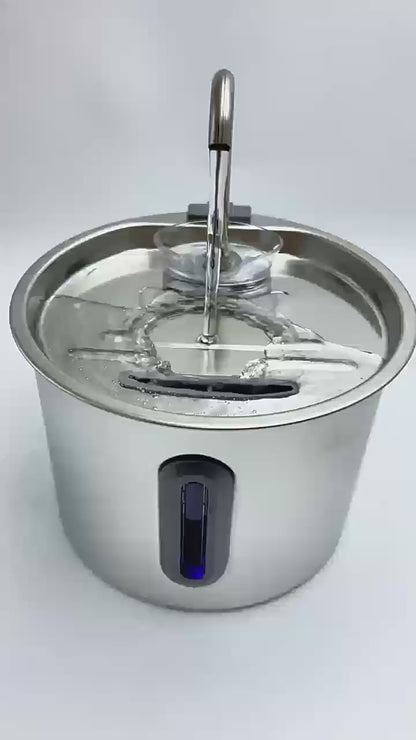 2.2-liter automatic pet fountain dog water dispenser with replaceable filter, suitable for cats, dogs, and multiple pets (silver)