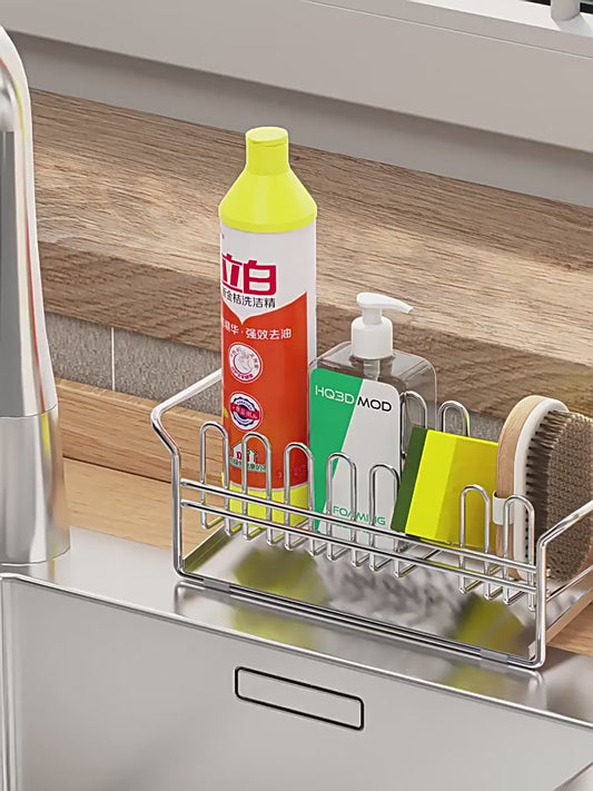 304 stainless steel kitchen draining rack for placing rags, small sink countertop for detergent storage, sponge storage rack, narrow edge