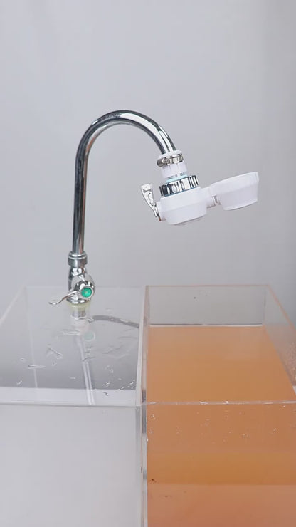 Pre-filter for kitchen faucet with anti-splash water function, made of ceramic activated carbon, for direct drinking water purification.