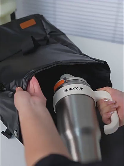 Giant large-capacity insulated ice cup, portable ceramic inner liner straw cup for men, one-click quick-opening insulated cup