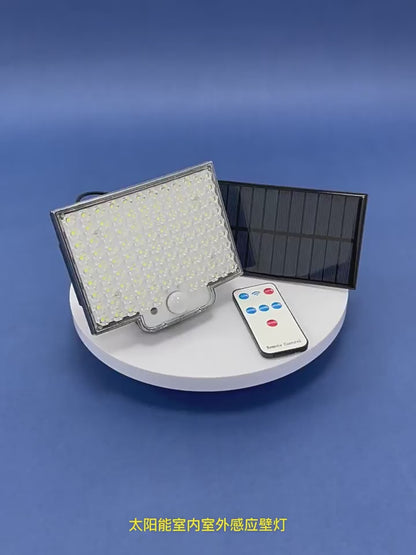 Solar outdoor light 2835LM 106 LED safety light, with remote control, IP65 waterproof, 180° wide-angle floodlight wall lamp, with 4 modes