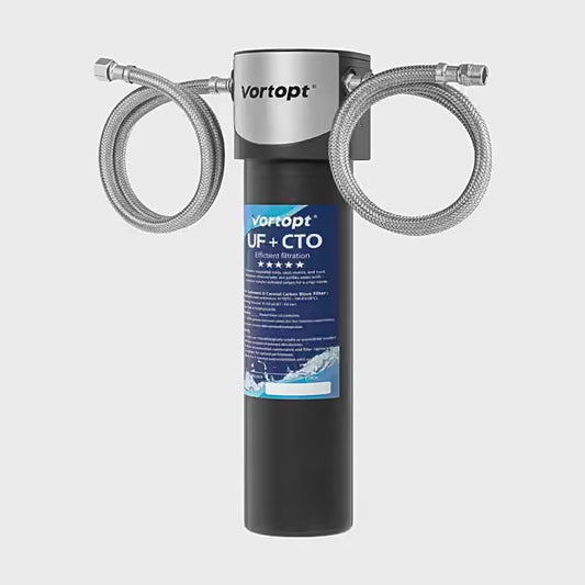 The medium-sized carbon rod ultrafiltration water purifier under the sink has a long-lasting filter core for 24 months. It is a household filter that does not require drilling and can be stood upright