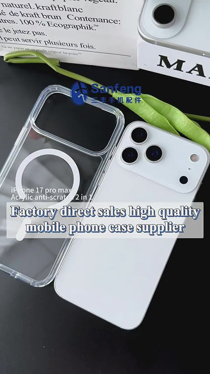 This magnetic transparent iphone16plus drop protection case is suitable for the iPhone 17promax phone case
