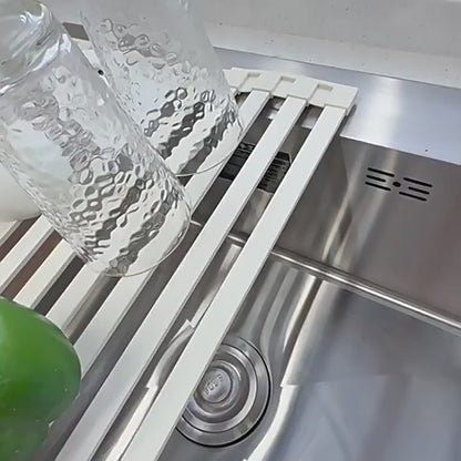 Foldable kitchen drain rack, heat-insulating mat, stainless steel sink, dish drainer, and storage rack