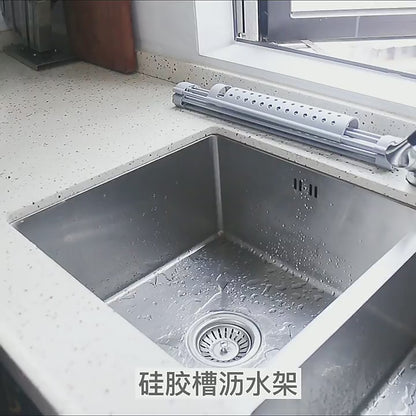 Kitchen silicone draining rack, roller shutter sink dish rack, foldable water filter rack